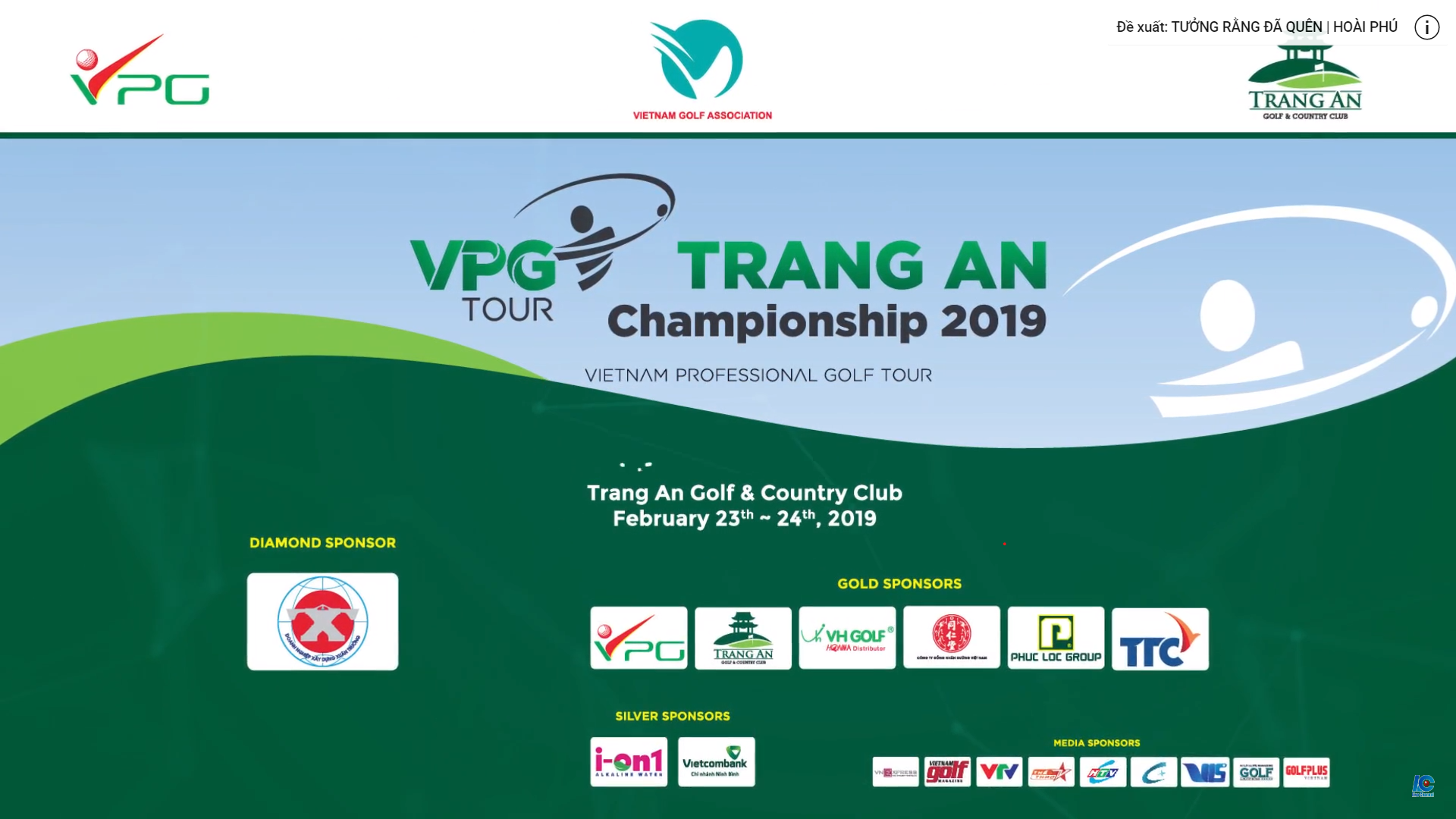 PHÁT TRỰC TIẾP GIẢI GOLF CHUYÊN NGHIỆP VPG TOUR - TRANG AN CHAMPIONSHIP 2019