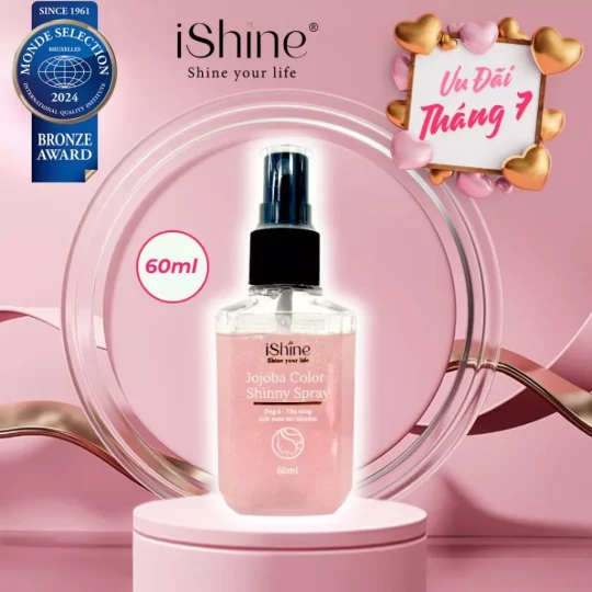 Xịt Dưỡng Tóc Hương Nước Hoa iShine Jojoba Color Shinny Spray 60ml (Có Nhũ Kim Tuyến)